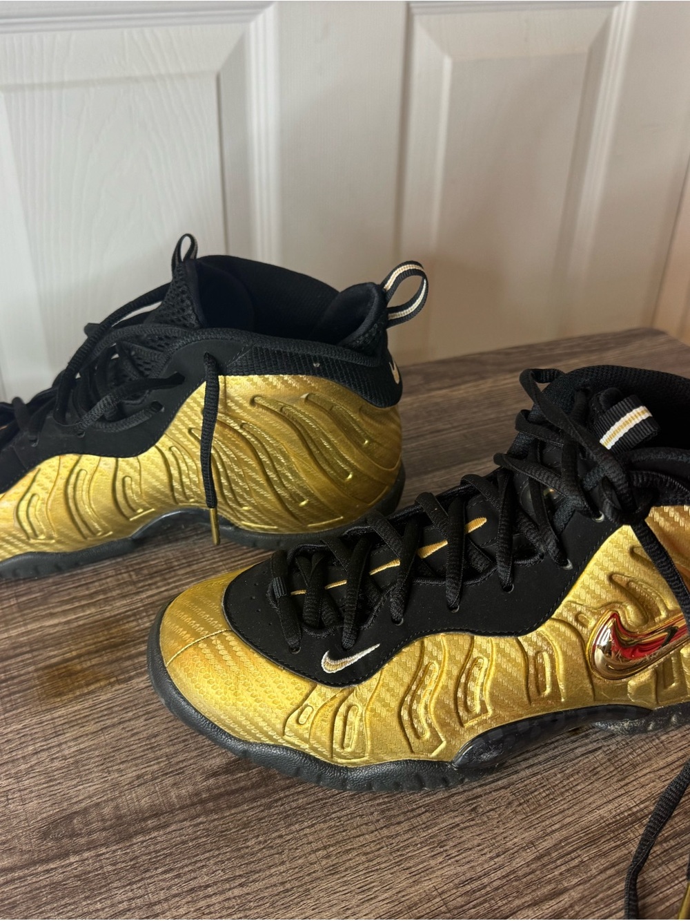 Nike Little Posite One Kids Metallic Gold & Black Foamposite Sneakers